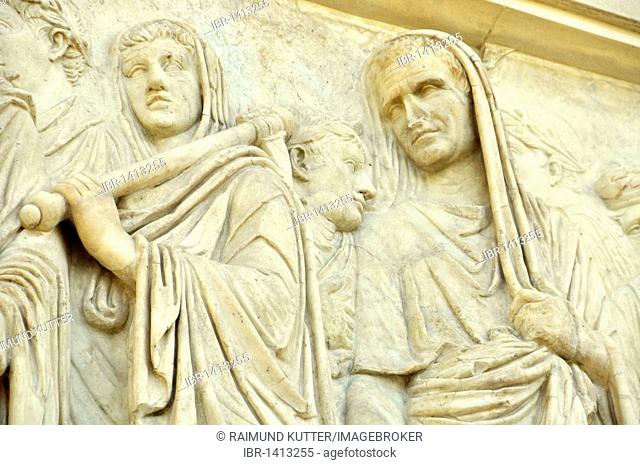 Relief, processional frieze of Augustus, Altar of Augustan Peace, Ara Pacis Augustae, southside, Rome, Lazio, Italy, Europe
