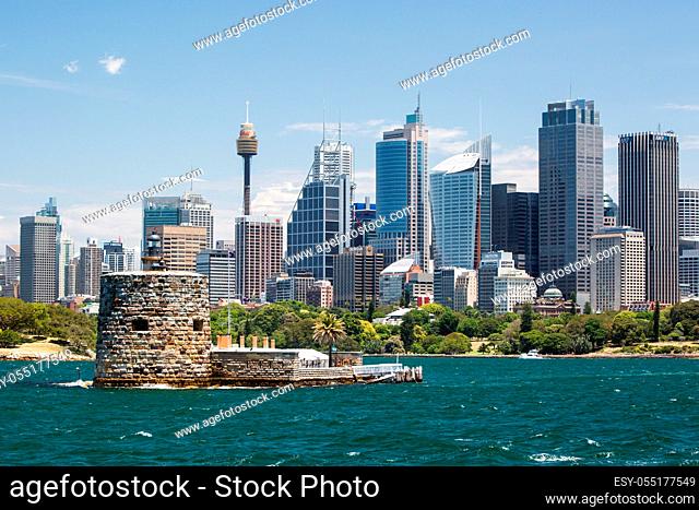 Sydney, Australia - November 30 - The view towards Sydney CBD over Forty Denison and Sydney Harbour on November 30th 2014
