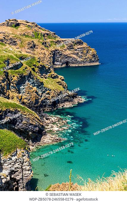View over Bossiney Haven on the north coast of Cornwall, England, UK, Europe