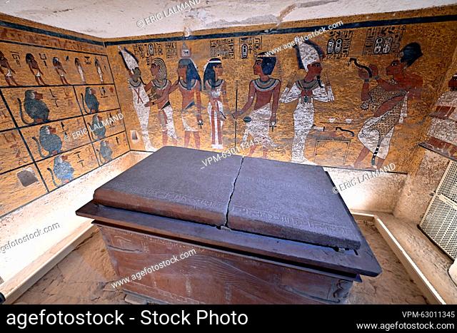 Illustration picture shows a visit to the Tomb of Tutankhamon, on the second day of a royal visit to Egypt, from 14 to 16 March, in the Valley of the Kings
