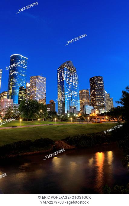 Downtown Skyline and Buffalo Bayou - Houston, Texas