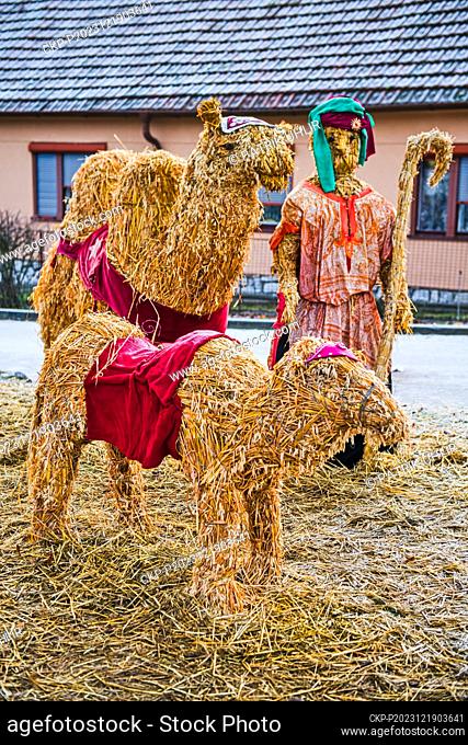 The Jezera straw nativity scene was made for the eleventh time in Jezera, the local part of Pozorice, Brno region, Czech Republic, December 19, 2023
