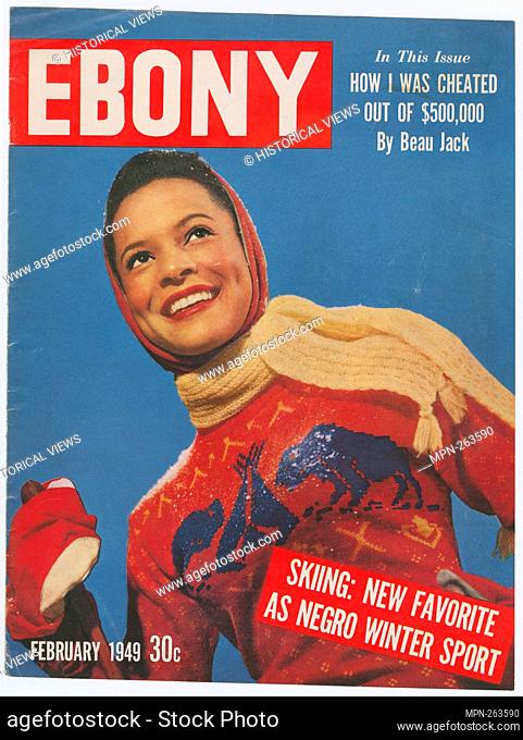 Ebony Magazine cover, possibly featuring a Brandford Model Additional title: Skiing. New favorite as Negro winter sport. Watson, Barbara Mae
