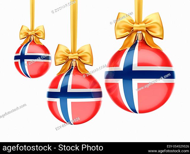 3D rendering Christmas ball decorated with the flag of Norway