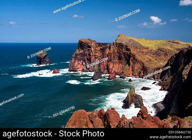 Cliffs at St Lawrence Madeira Showing Unusual Vertical Rock Formation