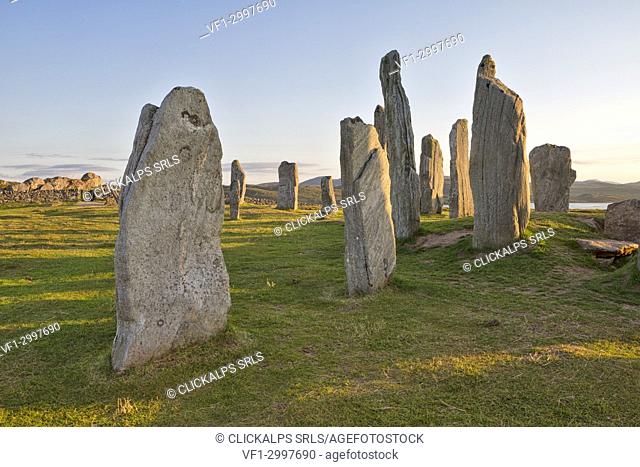 Stone circle erected in the late Neolithic, Callanish, Isle of Lewis, western scotland, United Kingdom