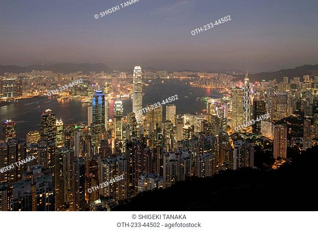 Cityscape of Victoria Harbour from the Peak, Hong Kong
