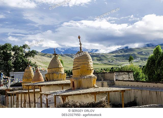 View of chortens; Lo Manthang, Upper Mustang, Nepal