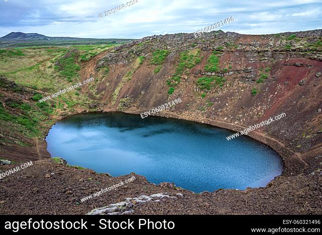Kerid, volcanic crater lake in the Grimsnes area, south Iceland
