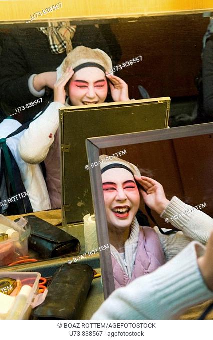 Chinese Kunqu opera performers get ready for the show