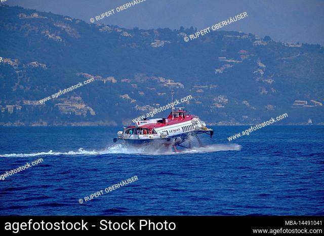 Saranda, Albania - Finikas Lines. Ferry sails between Saranda Albania and Corfu Greece
