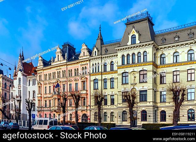 Beautiful houses on Elizabetes street in Riga, Latvia