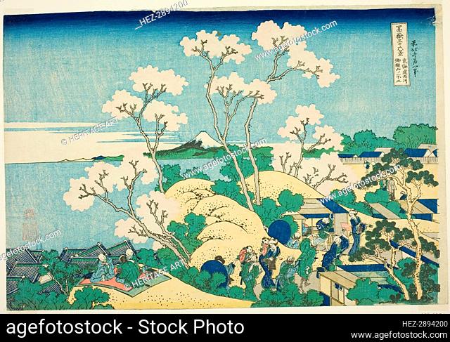 Goten Hill at Shinagawa on the Tokaido (Tokaido Shinagawa Gotenyama), from the serie.., c. 1830/33. Creator: Hokusai