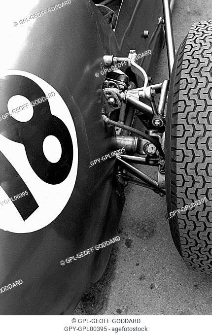 Aston Martin DBR4 suspension at Silverstone, England 1960
