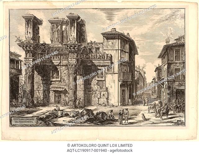 View of the Remains of the Forum of Nerva, from Views of Rome, 1770, Giovanni Battista Piranesi, Italian, 1720-1778, Italy, Etching on heavy ivory laid paper