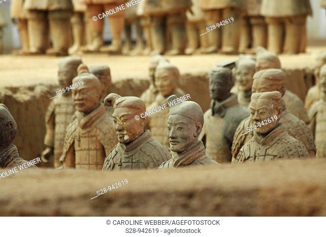Excavations of the Terra Cotta Warriors in Xi'an China