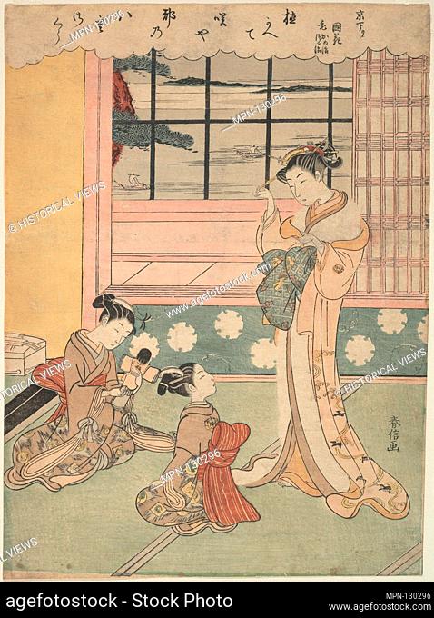Window Opening Toward the Sea. Artist: Suzuki Harunobu (Japanese, 1725-1770); Period: Edo period (1615-1868); Culture: Japan; Medium: Polychrome woodblock...