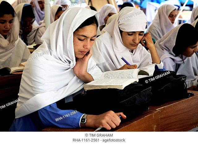Students of all-female Gundi Pira Secondary School in earthquake devastated area of Pattika, Pakistan