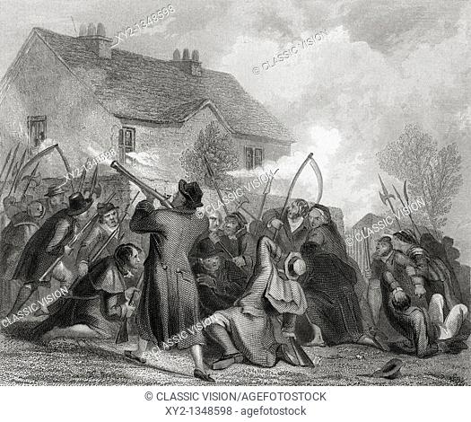 Attack on the police by the people under Smith O'Brien in Ballingarry, County Tipperary, Ireland in 1848  William Smith O'Brien, 1803 to 1864  Irish Nationalist