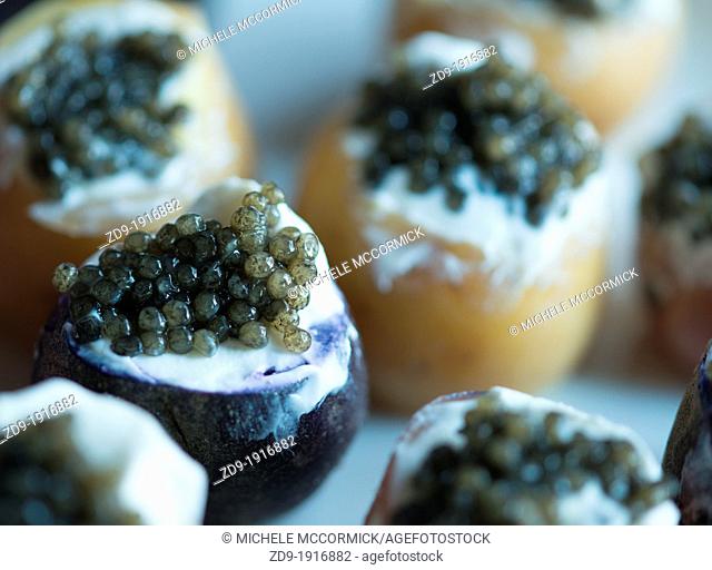 Caviar potato appetizers are delicious