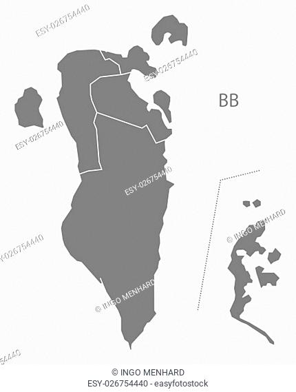 Bahrain governorates Map grey