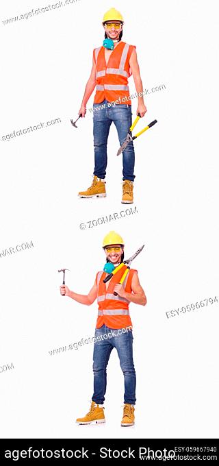 Industrial worker isolated on white