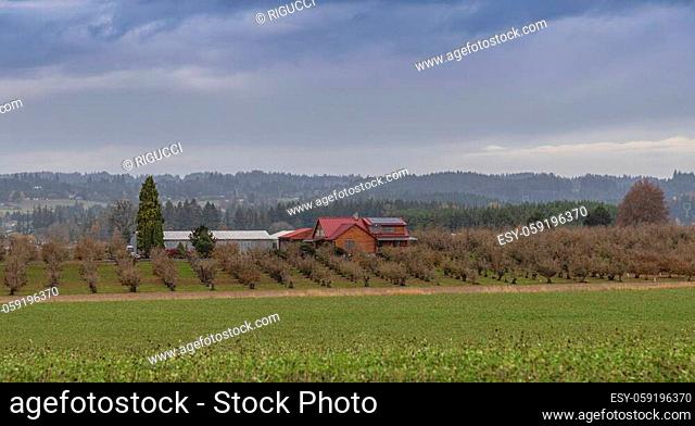 Country living in a farmland in rural landscape in Oregon state