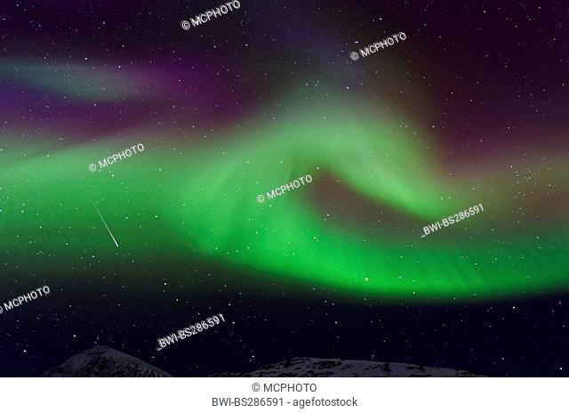 northern lights, Aurora Borealis, over Kebnekaise Fell, Sweden, Lapland, Stuor Reaiddavaggi, Norrbotten
