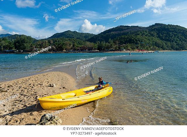 Yellow kayak in Ko Ma island beach near Phangan island, Thailand