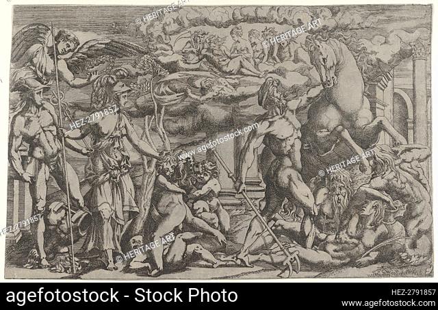 Contest Between Neptune and Athena, 1540-45. Creator: Antonio Fantuzzi