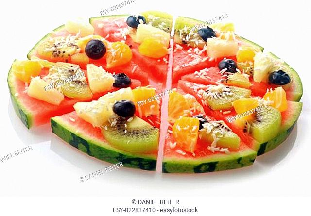 Exotic tropical fruit watermelon pizza