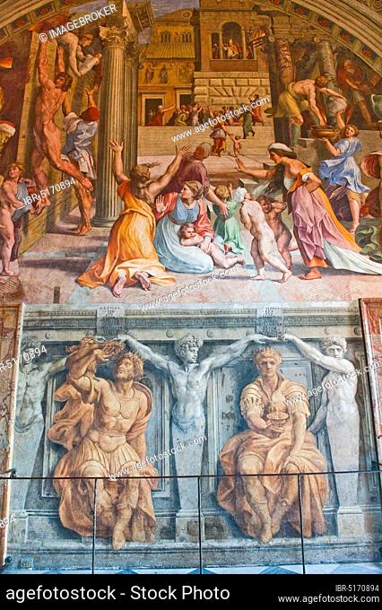 Mural, Fresco Fire of Borgo, The Borgo Fire, by Raphael, Fresco, Fresco, Room of Constantine, Raphael Rooms, Stanze di Raffaello, Apostolic Palace, Vatican