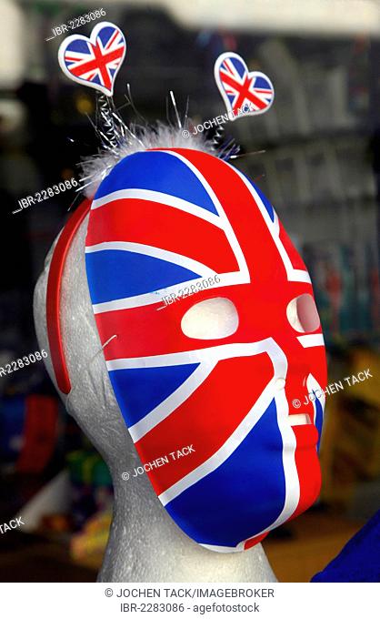 Mask with antennas, in the colours of the Union Jack, Oxford, Oxfordshire, United Kingdom, Europe