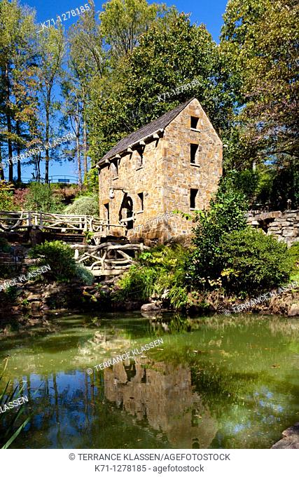 A restored grist mill in Old Mill Park in Little Rock, Arkansas, USA