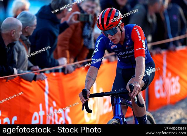 Belgian Thibau Nys pictured in action during the men elite race at the UCI Cyclocross World Cup cyclocross event in Beekse Bergen, The Netherlands