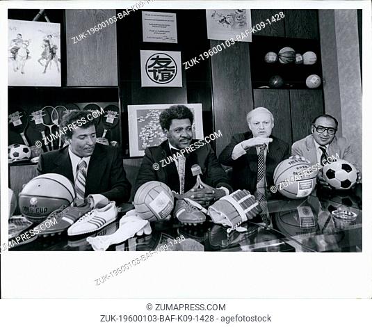 Feb. 24, 1978 - Don King: Promoting sporting goods from Red China. Left: Larry Gerschman, President Don King Associates Right: Charles Abrams