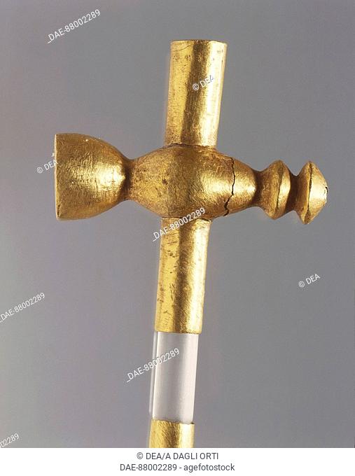 Prehistory, Bulgaria, Eneolithic. Gold sceptre. From tomb 36 of Varna excavations.  Sofia, Natsionalen Istoritcheski Muzej (Archaeologicaland Art Museum)