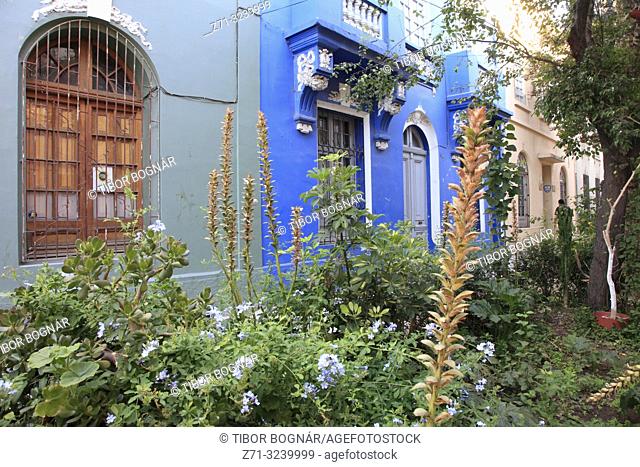 Chile, Santiago, Barrio Yungay, houses, garden, heritage architecture,