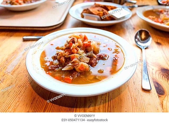 travel to Iceland - lunch with Kjotsupa, traditional Icelandic Lamb Soup in Reykjavik city restaurant in september