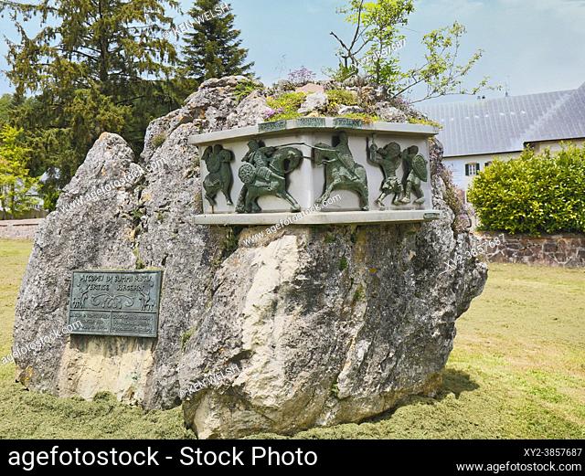 Monument recalling the Battle of Roncevaux Pass in 778. Roncesvalles, Navarre, Spain. The story of the battle is told in the 11th century work The Song of...