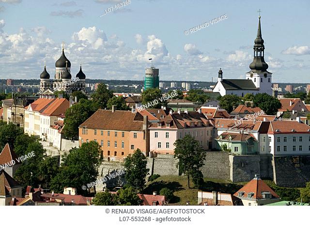 City skyline with Alexander Nevsky Cathedral, Dome Church in Old Town. Tallinn. Estonia