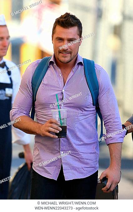 Chris Soules seen arriving at Jimmy Kimmel Live drinking a coffee. Featuring: Chris Souls Where: Los Angeles, California