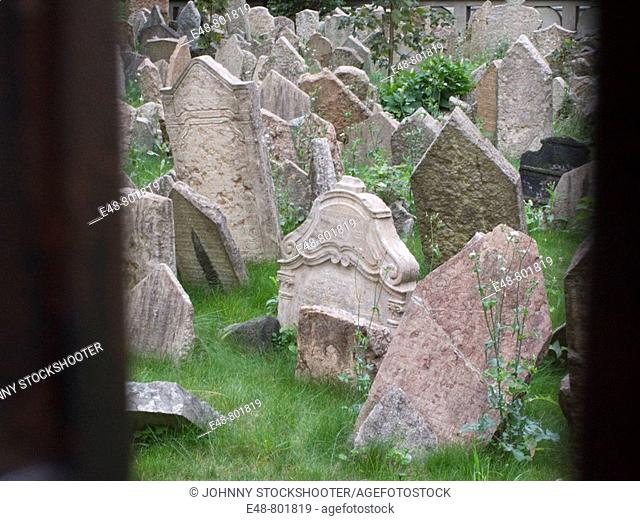 Crowded tombstones old jewish cemetery josefov jewish quarter. Prague. Czech Republic