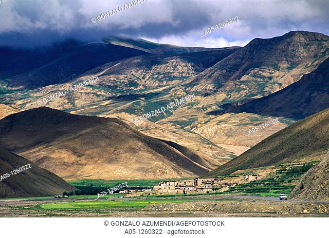 Landscape in Shigatse-Sakya Road Tibet China
