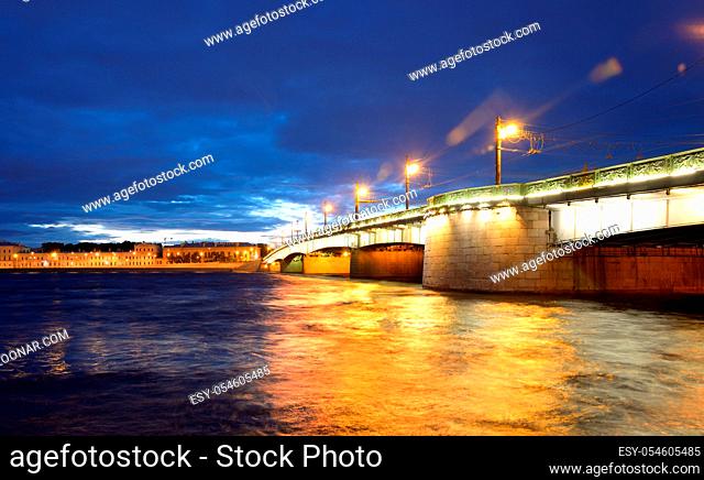 Liteyny bridge at white night in St.Petersburg, Russia