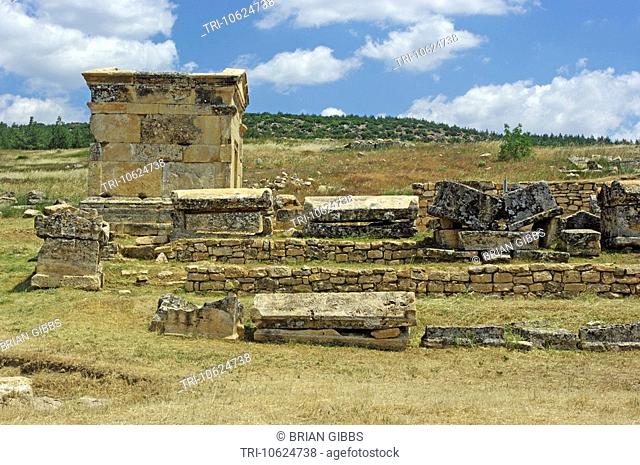 Necropolis Ancient Graveyard Tombs Hierapolis Roman City Ruin Pamukkale Turkey