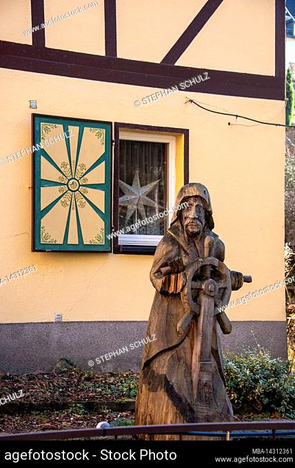 Wooden sailor, Schmilka, Saxony, Germany