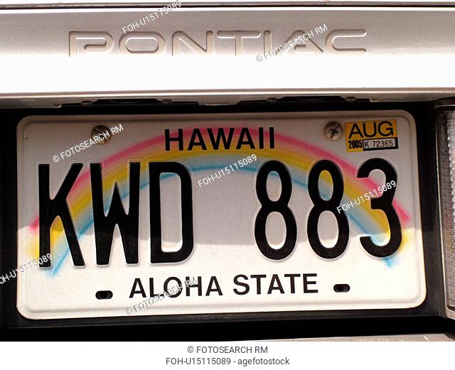 HI, Hawaii, Aloha State, Hawaiian License Plate, tag