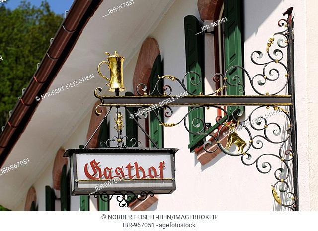 Goldener Krug guesthouse or inn, Marquartstein, Chiemgau, Bavaria, Germany, Europe