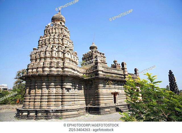 Exterior view of Snagmeshwar Temple in Saswad, Pune District, Maharashtra, India